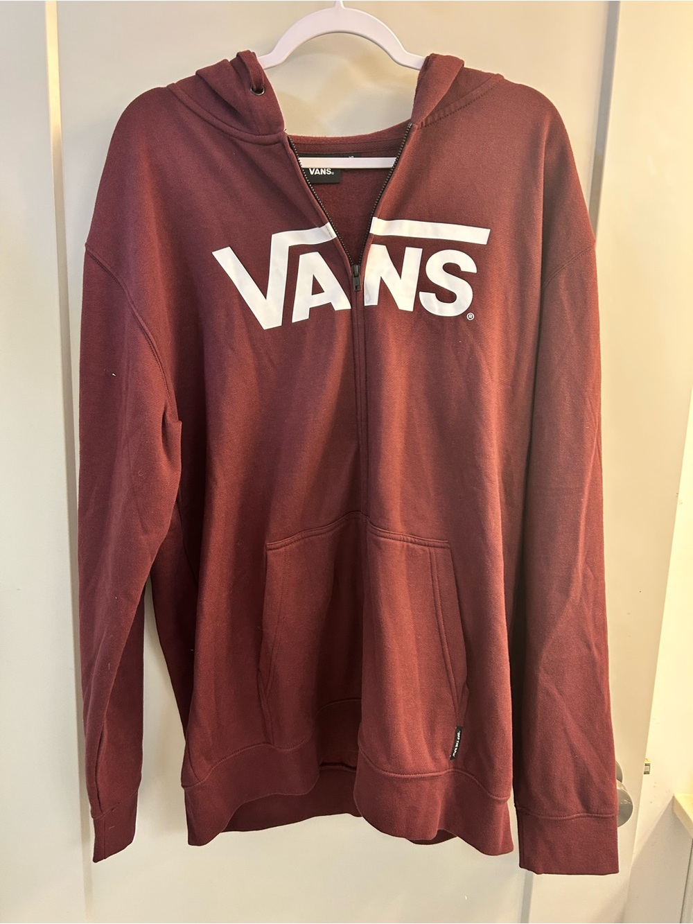 Vans Men's Maroon Zip Hoodie